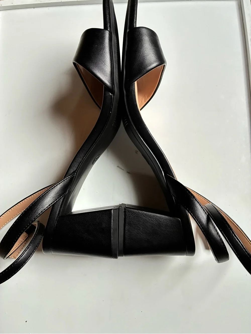 a new day Black Square-Toe Ankle Strap Sandals